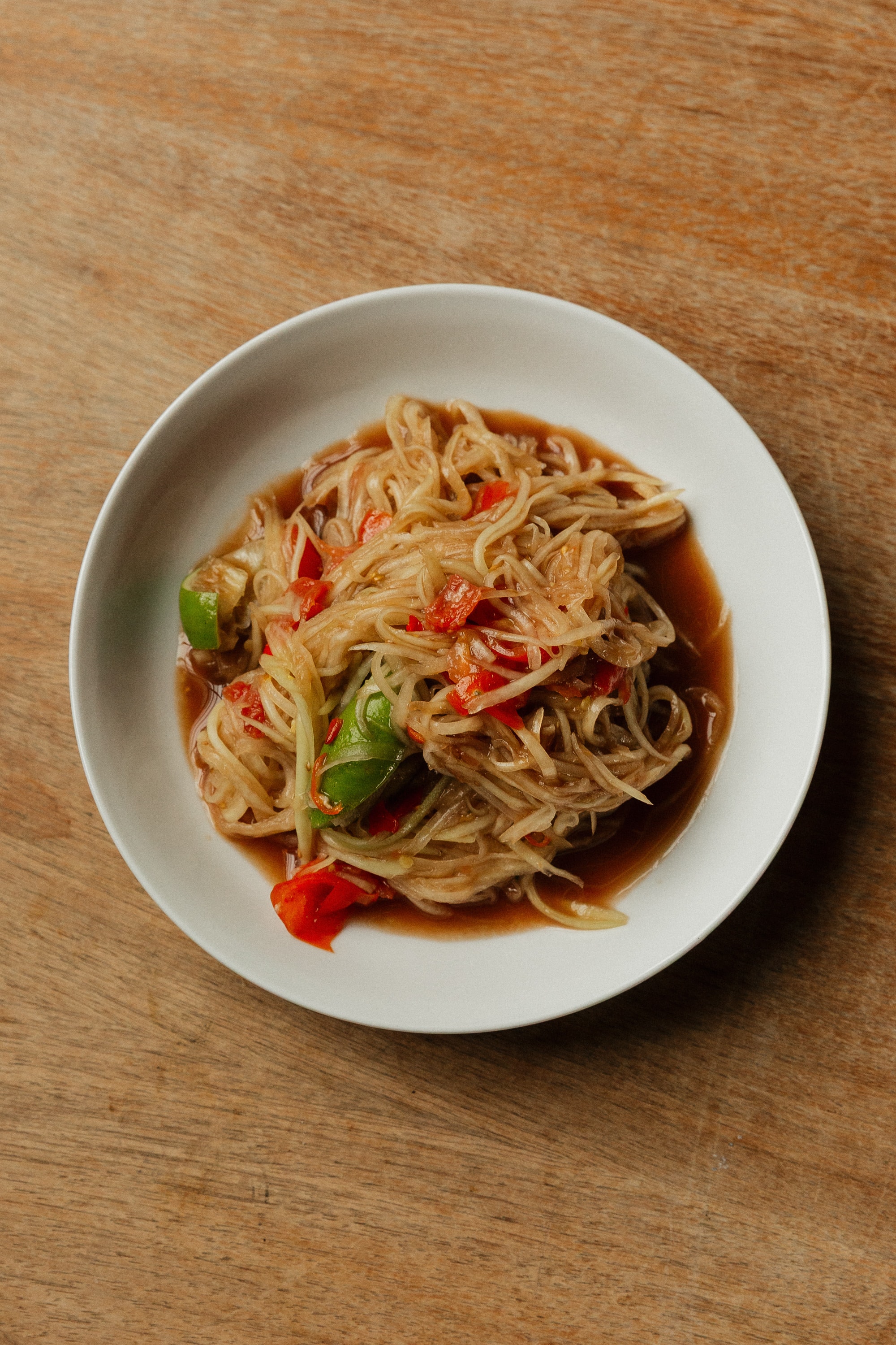 Lao-style papaya salad with red peppers